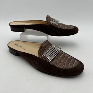 NOLAN by GLORY Womens 8M Suede Leather Snakeskin Clogs Flats Loafers Shoes 90s
